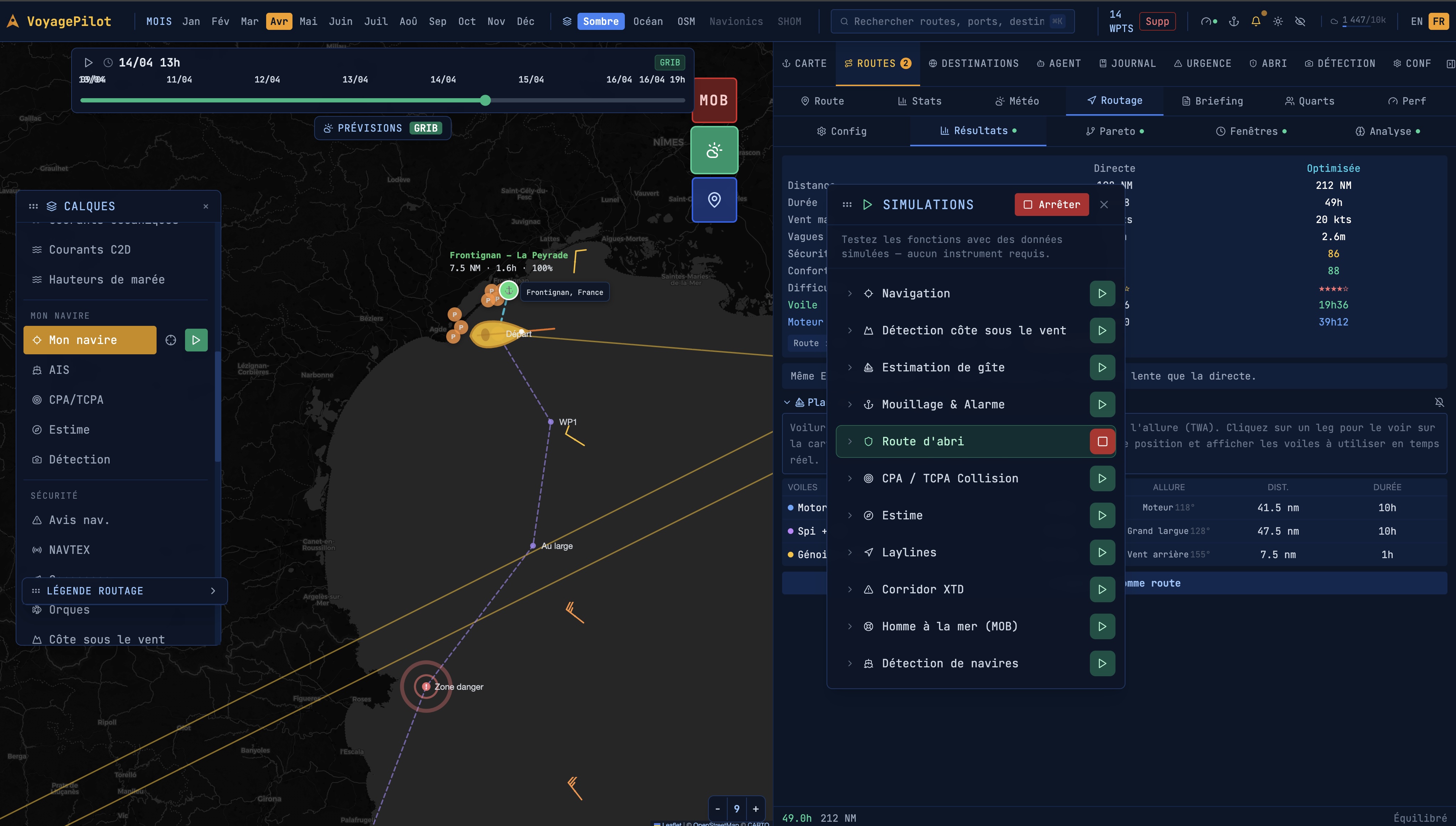 Simulation de navigation